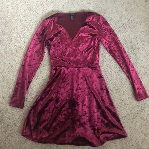 Forever 21 crushed velvet, maroon-pink dress